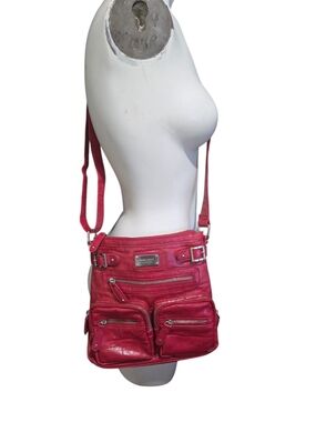 Nine West Red Faux Leather Multi Pocket Crossbody Bag Y2K
